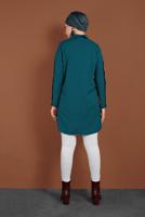 Tesettür giyim YEŞİL KOLLARI ÇITÇITLI TUNİK 4661