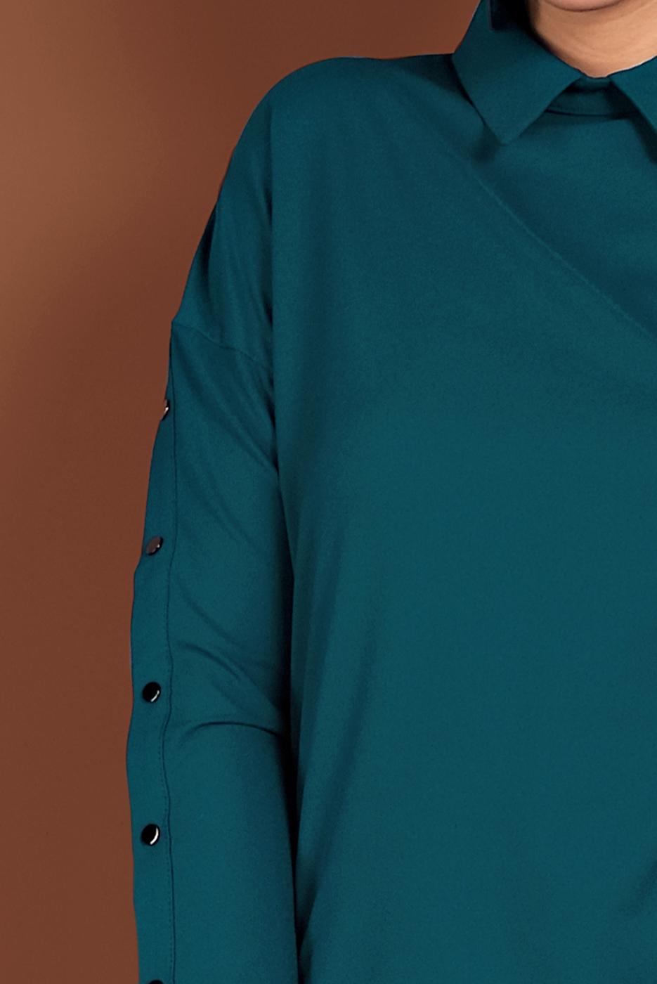 Tesettür giyim YEŞİL KOLLARI ÇITÇITLI TUNİK 4661