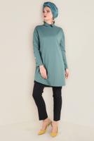 Tesettür giyim YEŞİL KOLLARI ÇITÇITLI TUNİK 4661