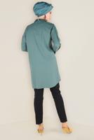 Tesettür giyim YEŞİL KOLLARI ÇITÇITLI TUNİK 4661