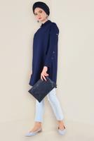 Tesettür giyim LACİVERT KOLLARI ÇITÇITLI TUNİK 4661