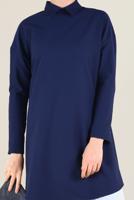 Tesettür giyim LACİVERT KOLLARI ÇITÇITLI TUNİK 4661