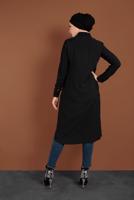 Tesettür giyim SİYAH OMUZLARI ZIMBALI UZUN TUNİK 4669