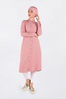 Tesettür giyim MERCAN OMUZLARI ZIMBALI UZUN TUNİK 4669