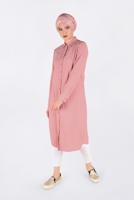 Tesettür giyim MERCAN OMUZLARI ZIMBALI UZUN TUNİK 4669