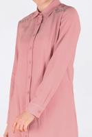 Tesettür giyim MERCAN OMUZLARI ZIMBALI UZUN TUNİK 4669