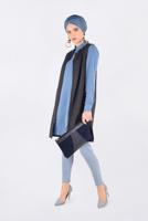 Tesettür giyim MAVİ FERMUARLI ERKEK YAKA İKİLİ TUNİK 4687