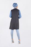 Tesettür giyim MAVİ FERMUARLI ERKEK YAKA İKİLİ TUNİK 4687