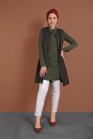 Tesettür giyim VİZON FERMUARLI ERKEK YAKA İKİLİ TUNİK 4687