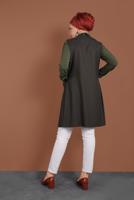 Tesettür giyim VİZON FERMUARLI ERKEK YAKA İKİLİ TUNİK 4687