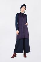 Tesettür giyim LACİVERT FERMUARLI ERKEK YAKA İKİLİ TUNİK 4687