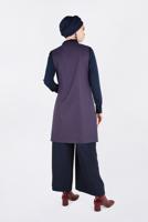 Tesettür giyim LACİVERT FERMUARLI ERKEK YAKA İKİLİ TUNİK 4687