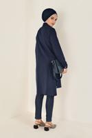 Tesettür giyim LACİVERT ÖNÜ FERMUAR DETAYLI ERKEK YAKA SÜET TUNİK 4698