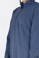 Tesettür giyim YEŞİL ÖNÜ FERMUAR DETAYLI ERKEK YAKA SÜET TUNİK 4698