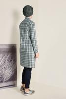 Tesettür giyim HAKİ PAMUKLU KARE DESENLİ DÜĞMELİ TUNİK 4699