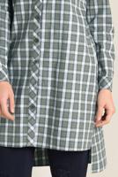 Tesettür giyim HAKİ PAMUKLU KARE DESENLİ DÜĞMELİ TUNİK 4699