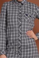 Tesettür giyim LACİVERT PAMUKLU KARE DESENLİ DÜĞMELİ TUNİK 4699