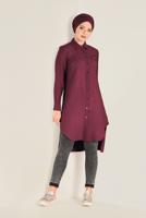 Tesettür giyim KIRMIZI ASİMETRİK KESİM CEP DETAYLI TUNİK 4701