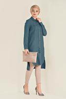 Tesettür giyim LACİVERT ASİMETRİK KESİM CEP DETAYLI TUNİK 4701