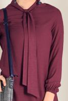 Tesettür giyim KIRMIZI ETEK UCU VOLANLI TUNİK 4702 