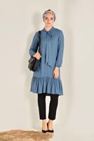 Tesettür giyim YEŞİL ETEK UCU VOLANLI TUNİK 4702 