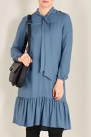 Tesettür giyim YEŞİL ETEK UCU VOLANLI TUNİK 4702 