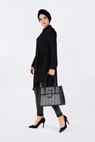 Tesettür giyim SİYAH ASİMETRİK KESİM PİLE DETAYLI TUNİK 4706
