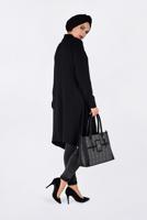 Tesettür giyim SİYAH ASİMETRİK KESİM PİLE DETAYLI TUNİK 4706