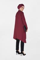 Tesettür giyim BORDO ASİMETRİK KESİM PİLE DETAYLI TUNİK 4706