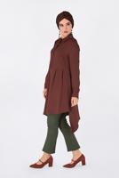 Tesettür giyim KAHVE ASİMETRİK KESİM PİLE DETAYLI TUNİK 4706