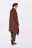 Tesettür giyim KAHVE ASİMETRİK KESİM PİLE DETAYLI TUNİK 4706