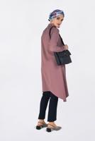 Tesettür giyim PUDRA ASİMETRİK KESİM PİLE DETAYLI TUNİK 4706