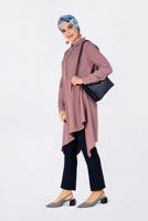 Tesettür giyim PUDRA ASİMETRİK KESİM PİLE DETAYLI TUNİK 4706