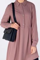 Tesettür giyim PUDRA ASİMETRİK KESİM PİLE DETAYLI TUNİK 4706