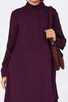 Tesettür giyim BORDO ASİMETRİK KESİM PİLE DETAYLI TUNİK 4706