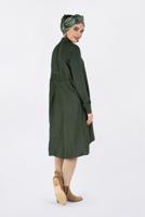 Tesettür giyim HAKİ NAKIŞ DETAYLI DÜĞMELİ TUNİK 4720