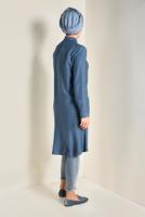 Tesettür giyim YEŞİL İŞLEME DETAYLI DÜĞMELİ TUNİK 4737