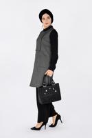 Tesettür giyim SİYAH ASİMETRİK KESİM 2&prime;Lİ TUNİK 4755 