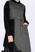 Tesettür giyim SİYAH ASİMETRİK KESİM 2&prime;Lİ TUNİK 4755 