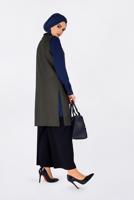 Tesettür giyim LACİVERT ASİMETRİK KESİM PÖTİKARE DESENLİ İKİLİ TUNİK 4756