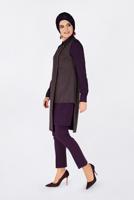 Tesettür giyim VİZON ASİMETRİK KESİM PÖTİKARE DESENLİ İKİLİ TUNİK 4756