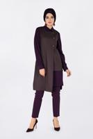 Tesettür giyim VİZON ASİMETRİK KESİM PÖTİKARE DESENLİ İKİLİ TUNİK 4756