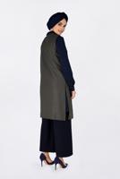 Tesettür giyim VİZON ASİMETRİK KESİM PÖTİKARE DESENLİ İKİLİ TUNİK 4756