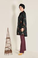 Tesettür giyim SİYAH YAKASI FİYONKLU ÇİÇEK DESENLİ TUNİK 4759