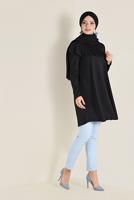 Tesettür giyim SİYAH VOLANLI SALAŞ TUNİK 4770 