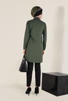 Tesettür giyim HAKİ HAKİM YAKA BAĞCIKLARI ZİNCİR DETAYLI TUNİK 4772