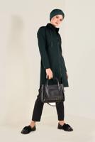 Tesettür giyim YEŞİL HAKİM YAKA BAĞCIKLARI ZİNCİR DETAYLI TUNİK 4772