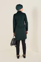 Tesettür giyim YEŞİL HAKİM YAKA BAĞCIKLARI ZİNCİR DETAYLI TUNİK 4772