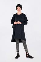 Tesettür giyim SİYAH OMUZLARI NAKIŞLI VOLANLI TUNİK 4777 