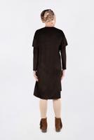 Tesettür giyim KAHVE OMUZLARI NAKIŞLI VOLANLI TUNİK 4777 